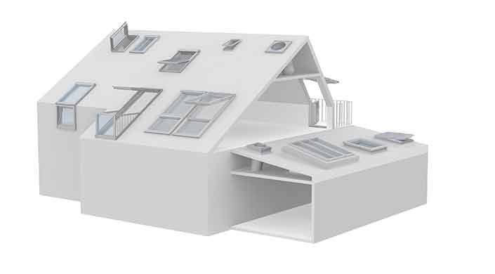 Bild von Modellhaus mit Dachfenstern