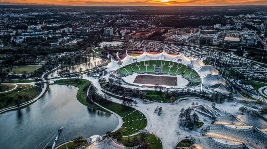 Luftansicht des Olympia Stadion in München